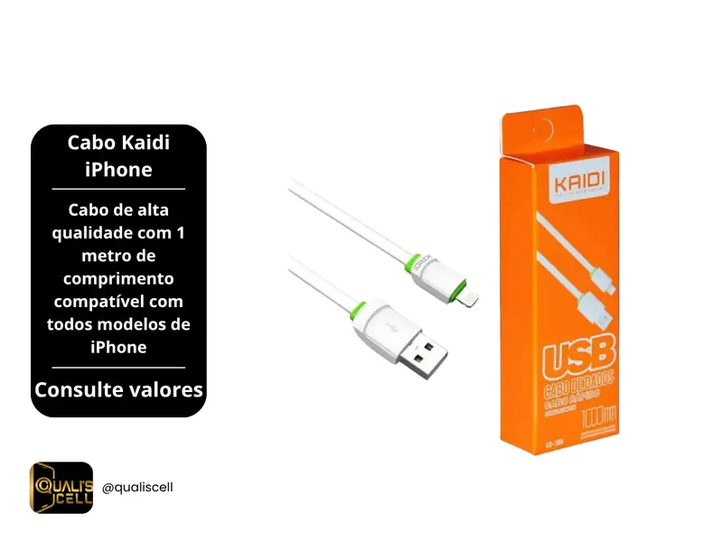 Cabo Kaidi iPhone Lightning 1 metro na Quali's Cell Imirim