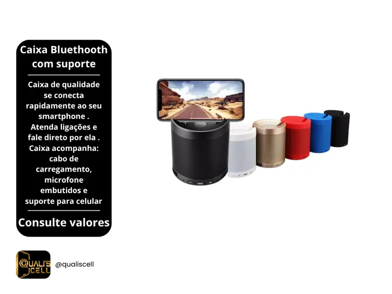 Caixa Bluetooth com Suporte para Celular na Quali's Cell Imirim