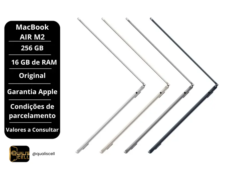 MacBook Air M2 256GB 16GB RAM, Garantia Apple na Quali's Cell Imirim