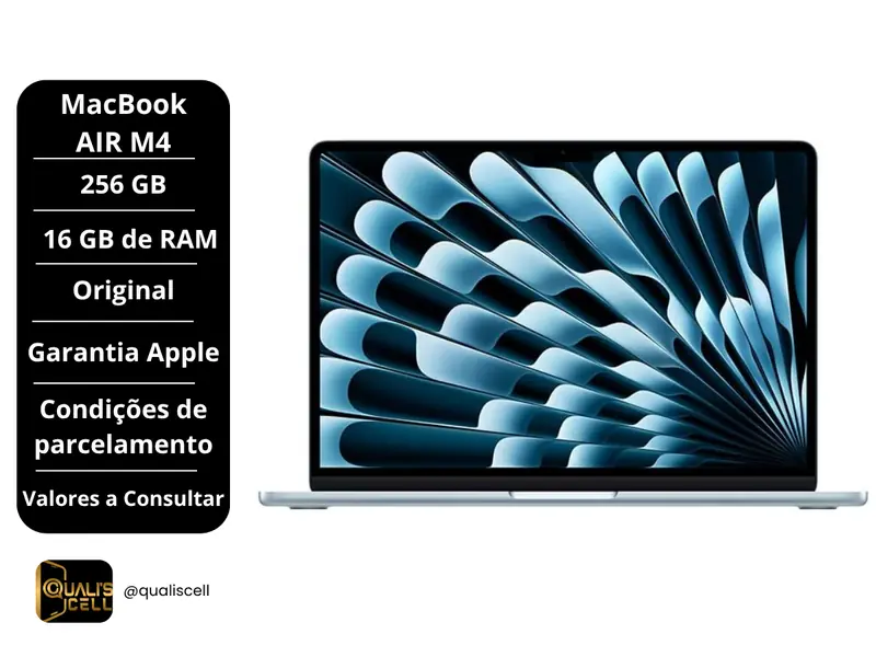 MacBook Air M4 256GB 16GB RAM, Garantia Apple na Quali's Cell Imirim