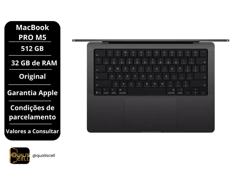 MacBook Pro M5 512GB 32GB RAM, Garantia Apple na Quali's Cell Imirim