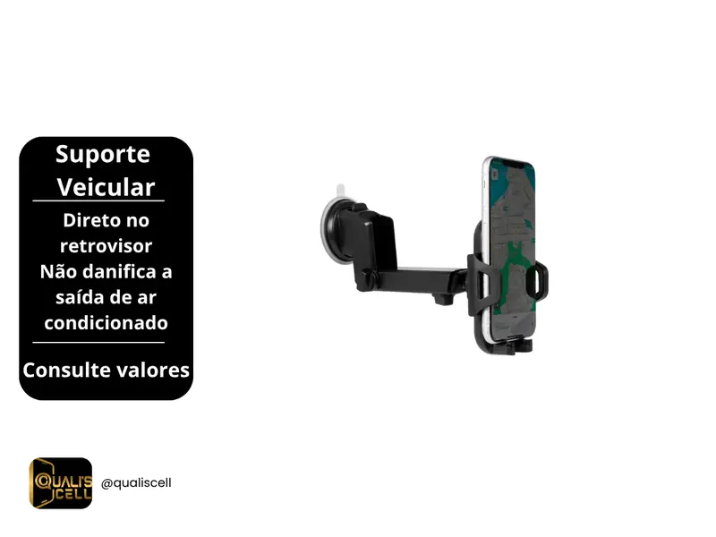 Suporte Veicular para Celular, Retrovisor na Quali's Cell Imirim